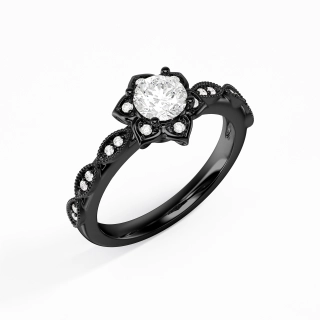 925 Sterling Silver Cluster Traditional Shank Engagement Ring