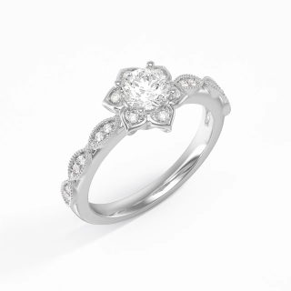 Or blanc 18 carats Moissanite Bague de fiançailles