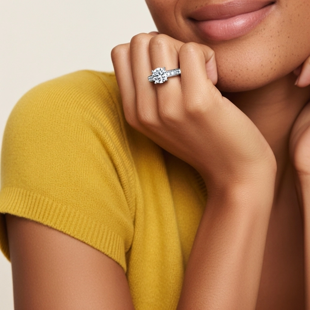 Griffe Bague de fiançailles 3.50ct Moissanite
