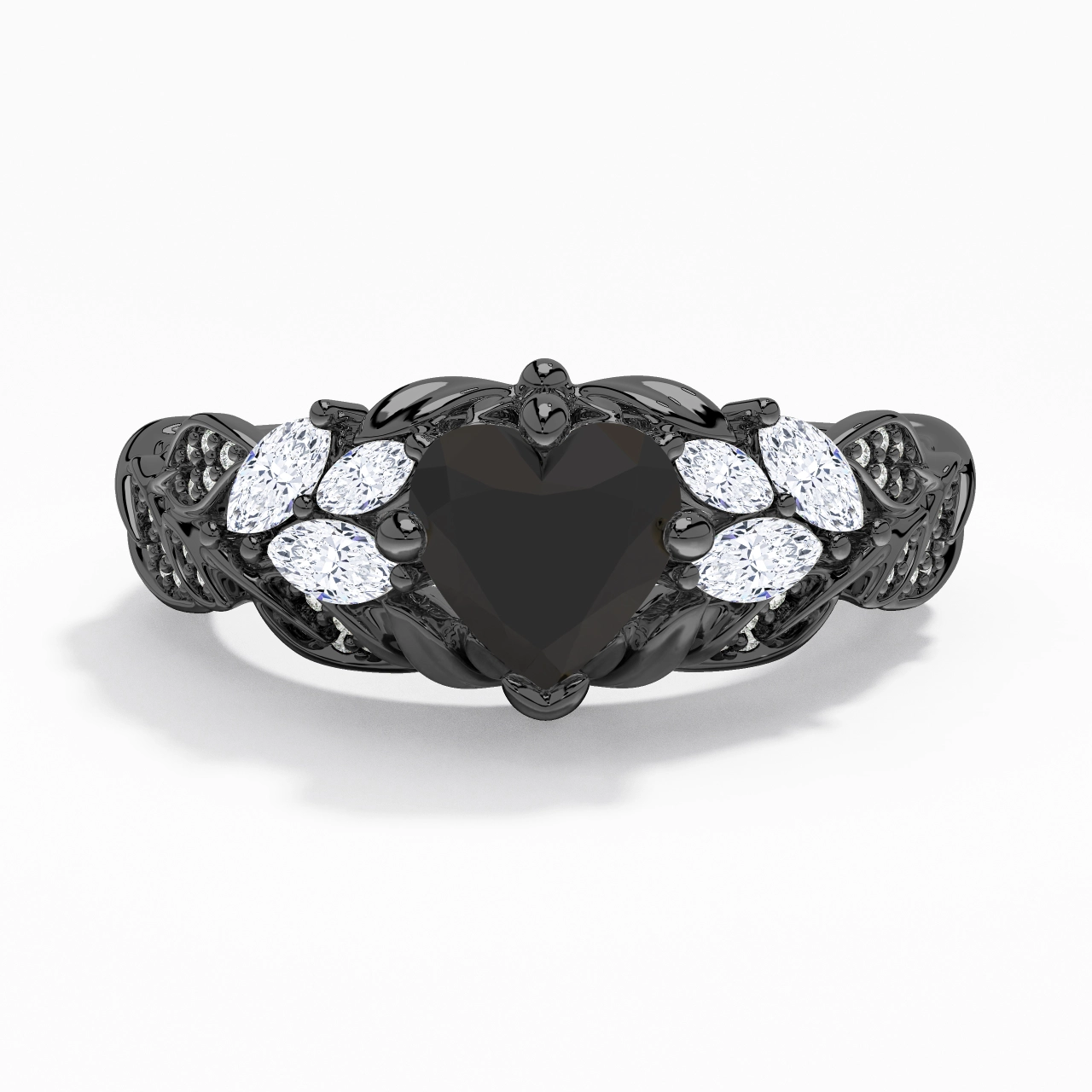 Black Cubic Zirconia Engagement Ring