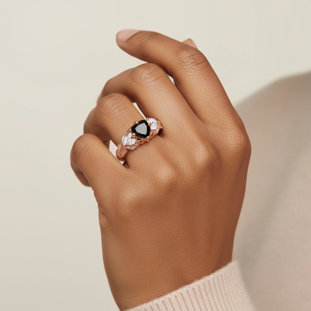 Noir Zircon cubique Bague de fiançailles