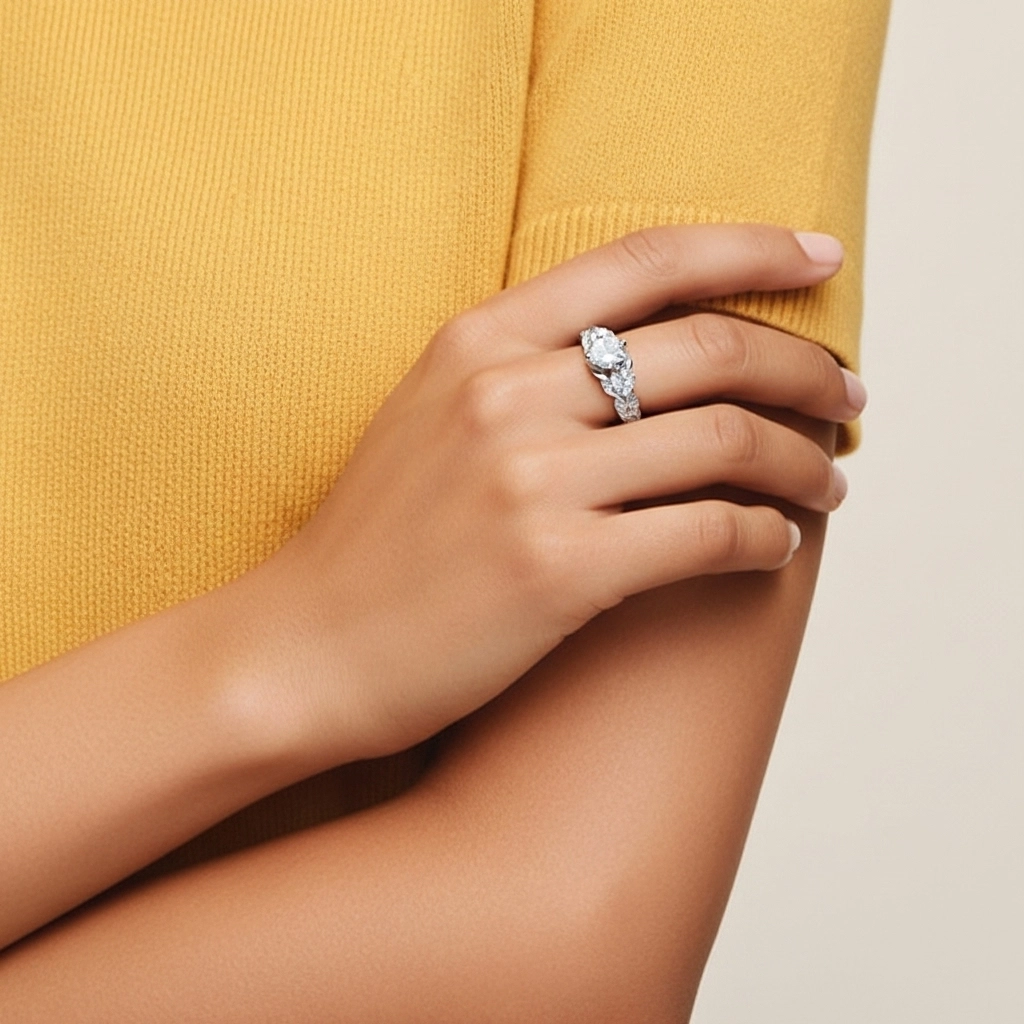 0.75ct Moissanite Bague de fiançailles Argent sterling 925