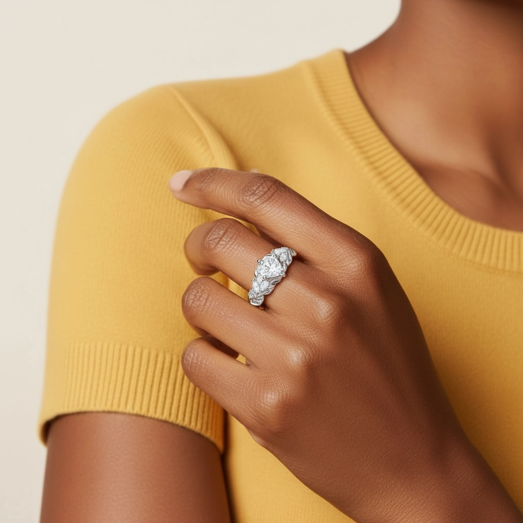 0.75ct Moissanite Bague de fiançailles Argent sterling 925