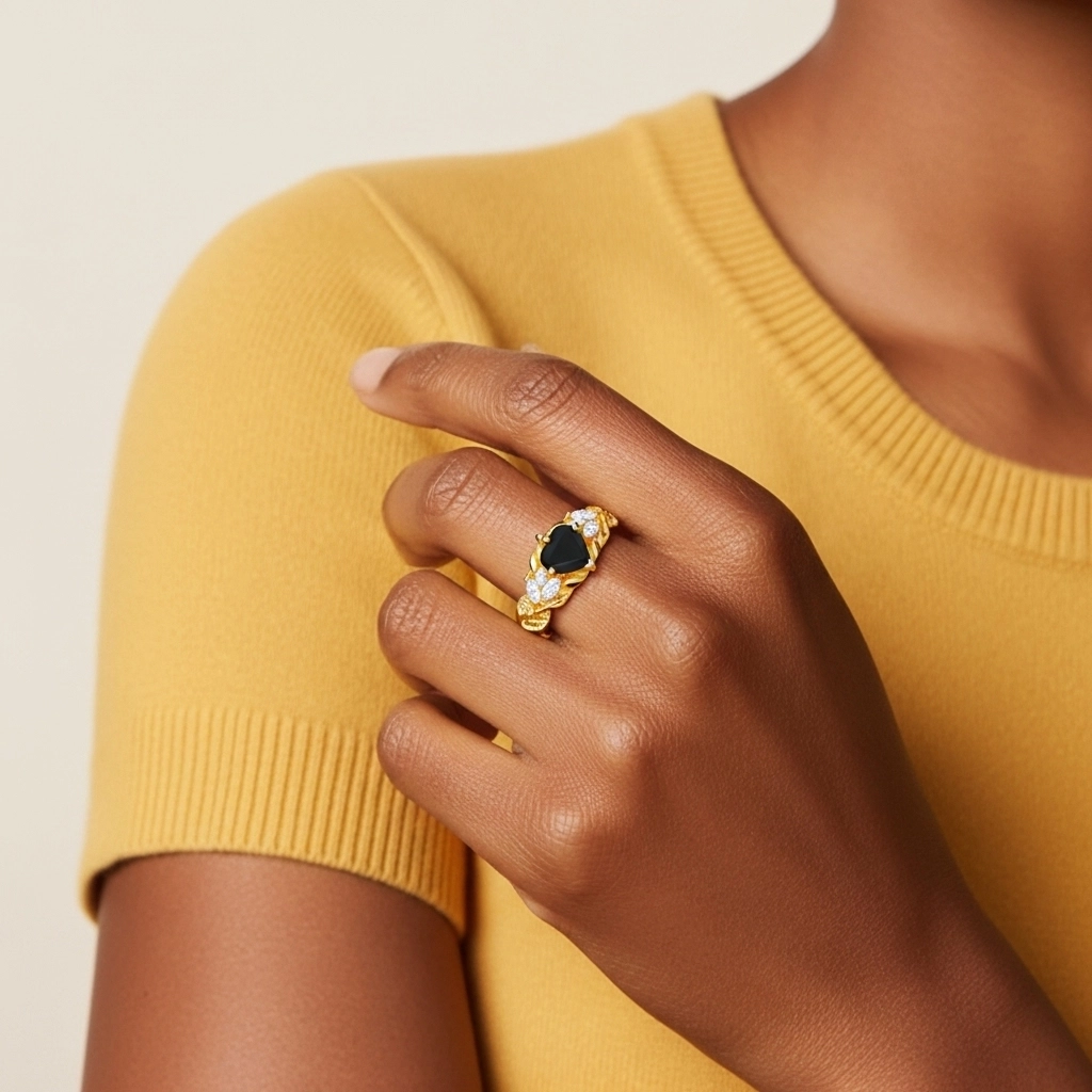 Noir Zircon cubique Bague de fiançailles