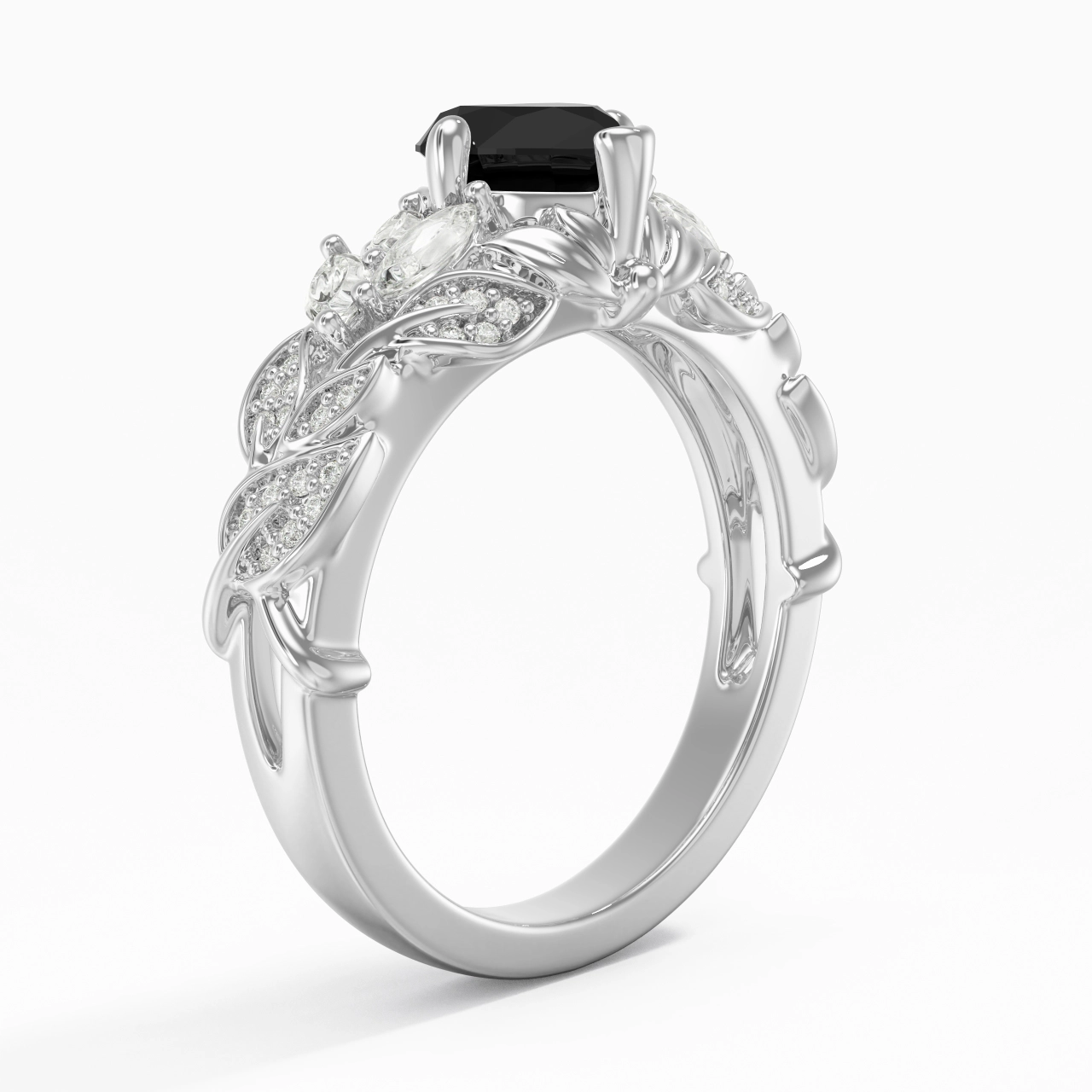 Black Cubic Zirconia Engagement Ring