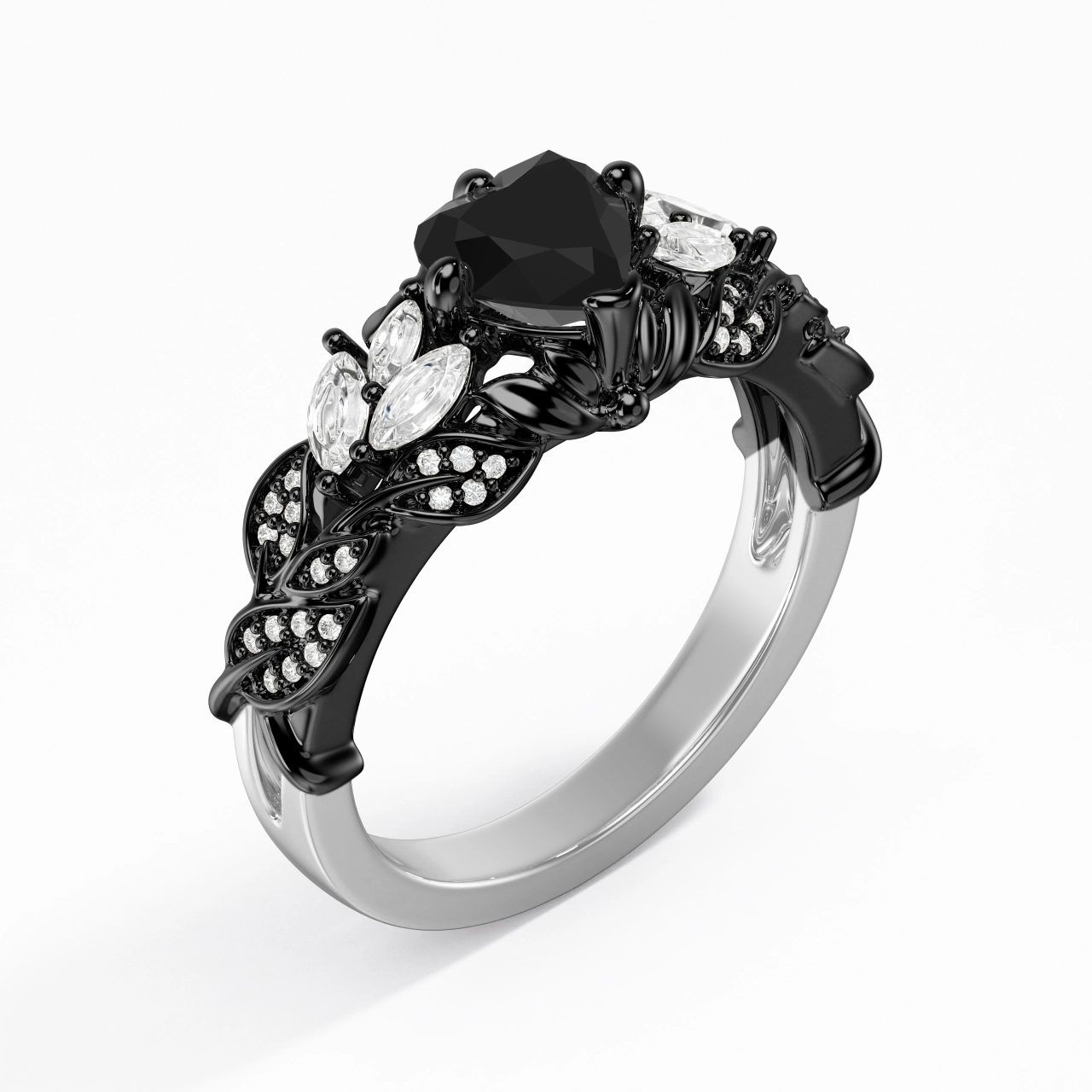 Noir Zircon cubique Bague de fiançailles