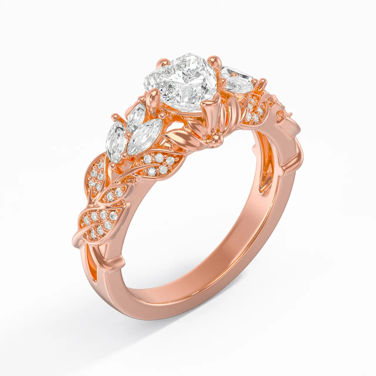 0.75ct Moissanite Engagement Ring 14K Rose Gold