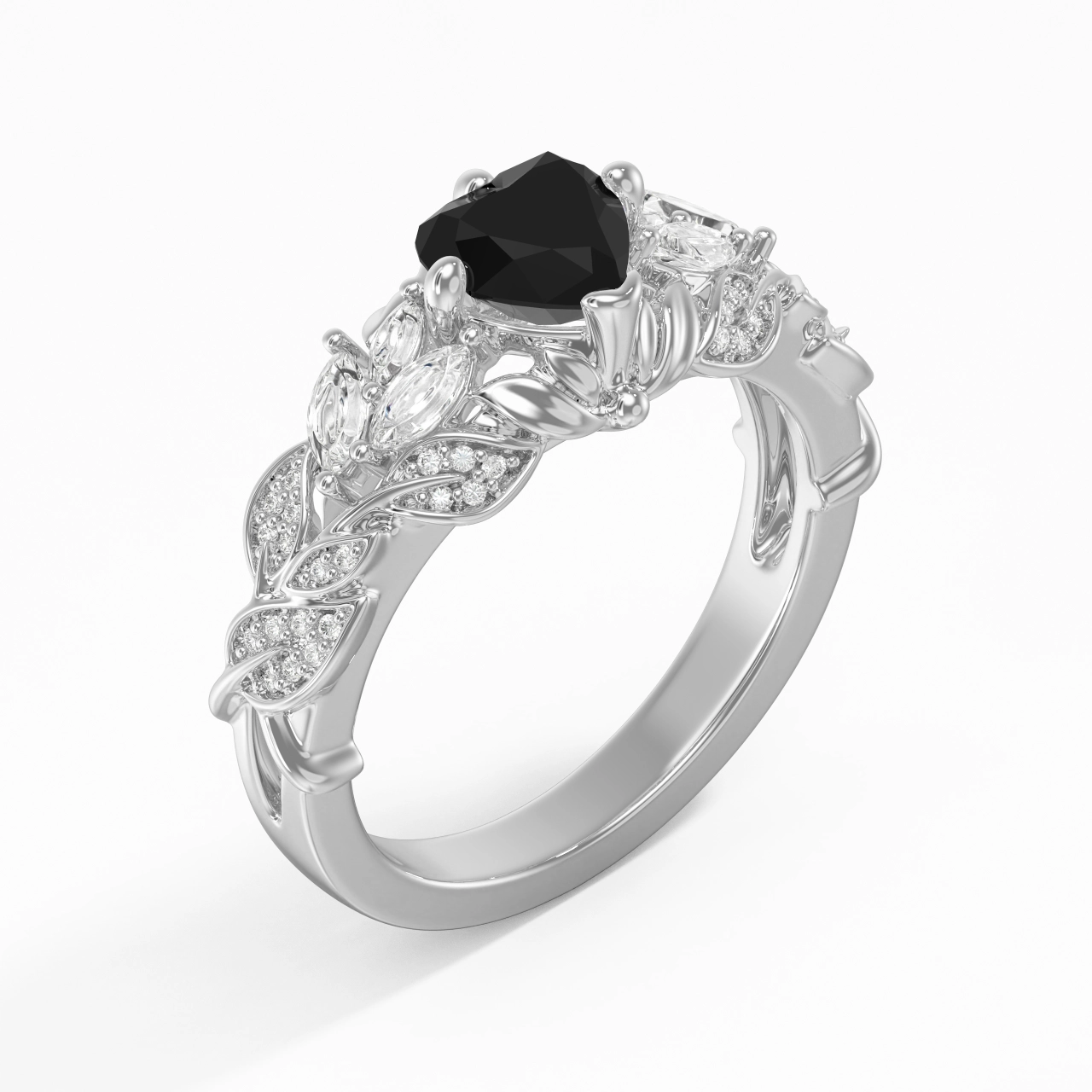 Black Cubic Zirconia Engagement Ring