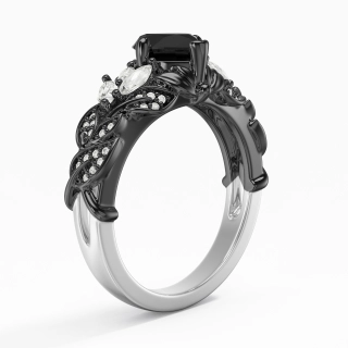 Black Cubic Zirconia Engagement Ring