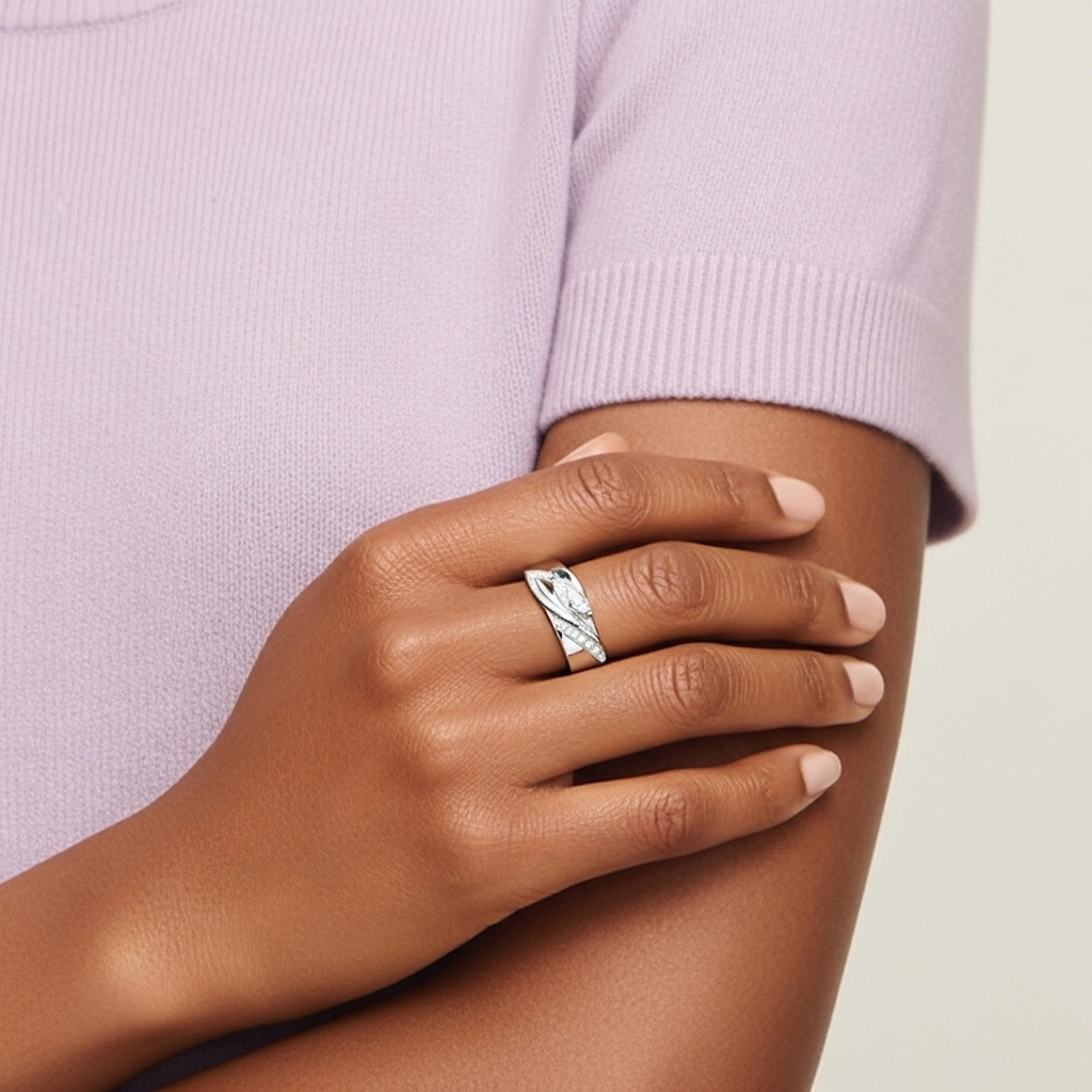 Unique Glory Wing Moissanite Wedding Band