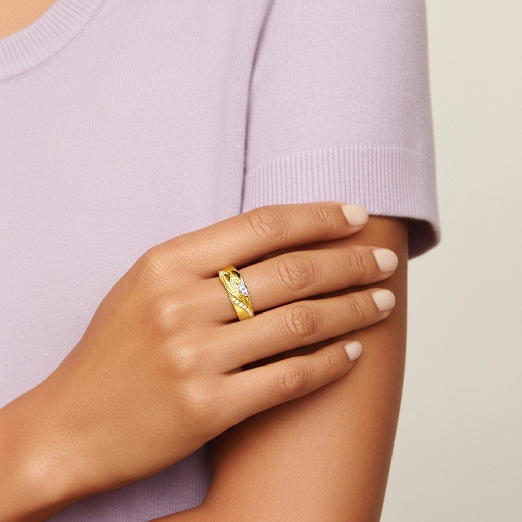 Unique Glory Wing Moissanite Wedding Band