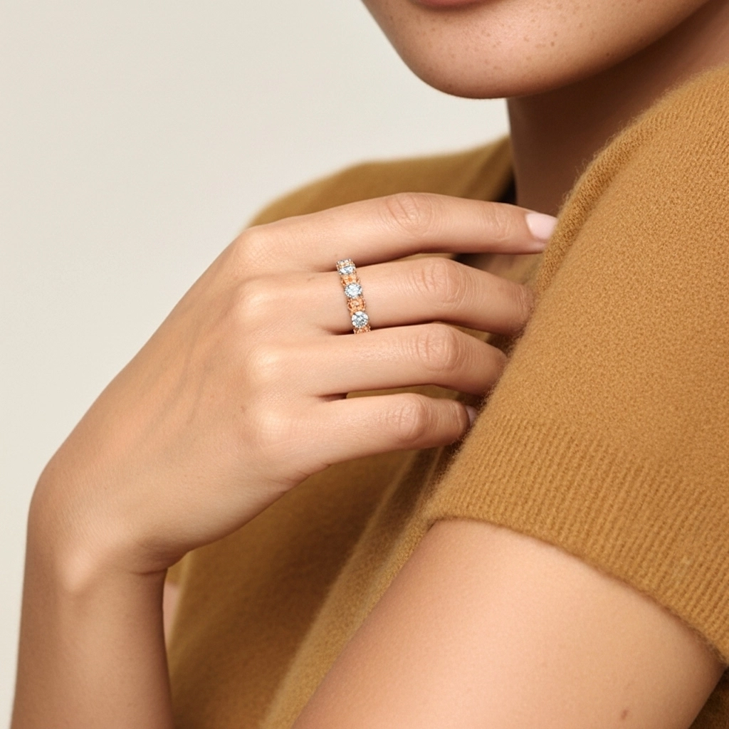 Baroque Perlé Cœur Moissanite Bague de mariage