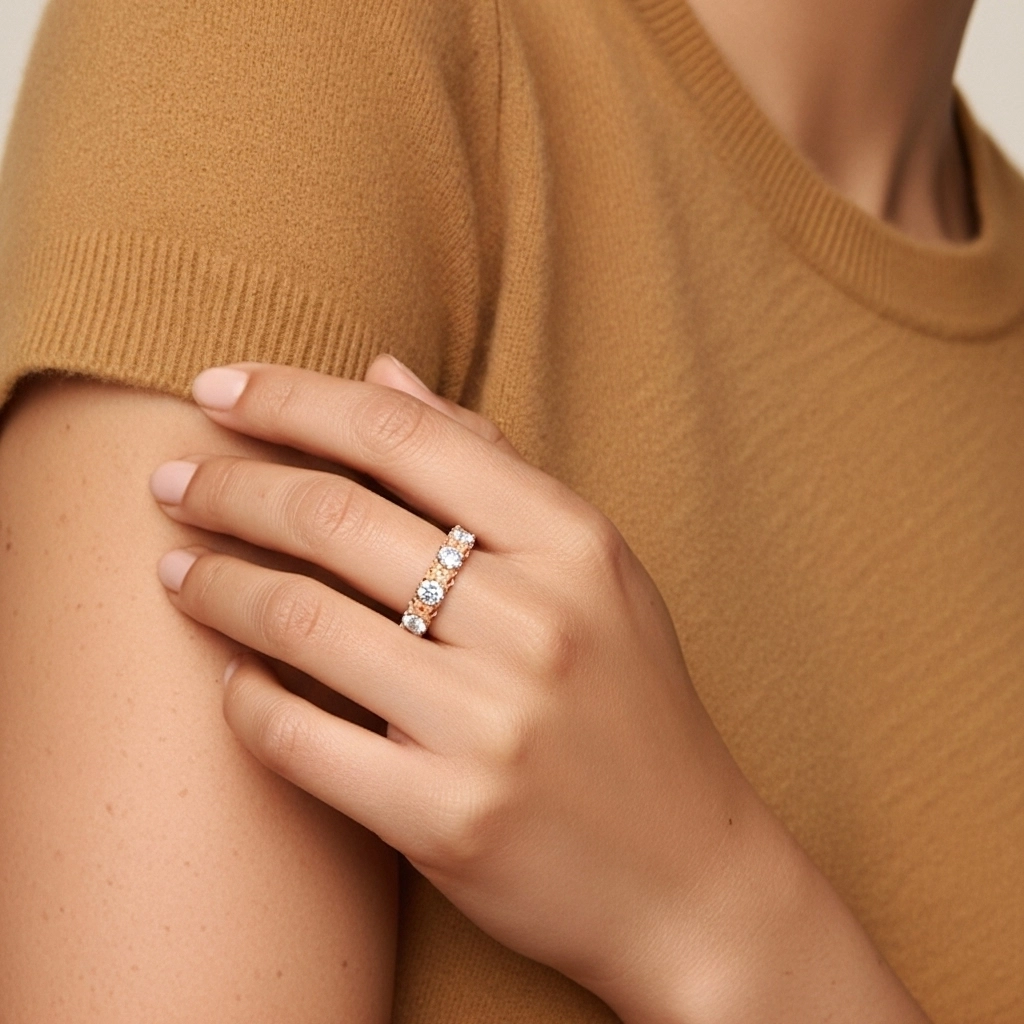 Baroque Perlé Cœur Moissanite Bague de mariage