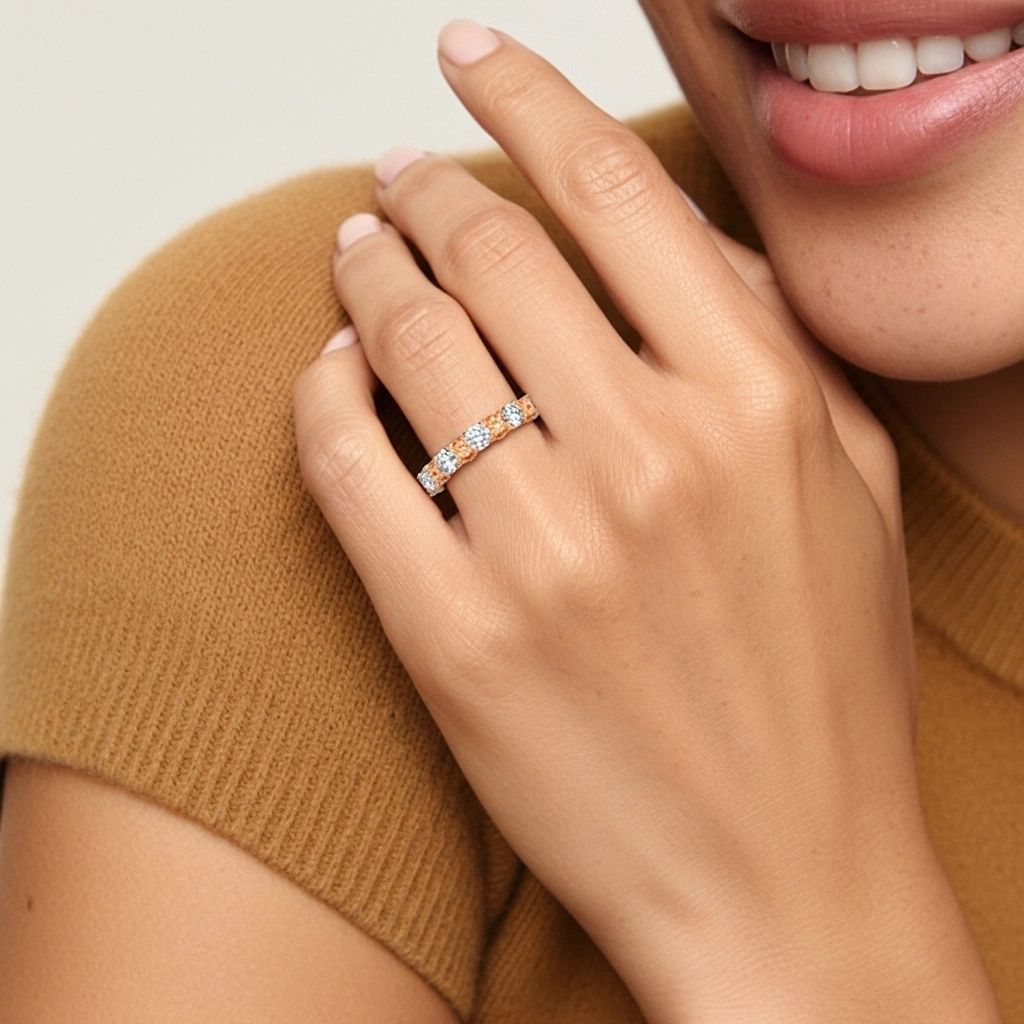 Baroque Perlé Cœur Moissanite Bague de mariage