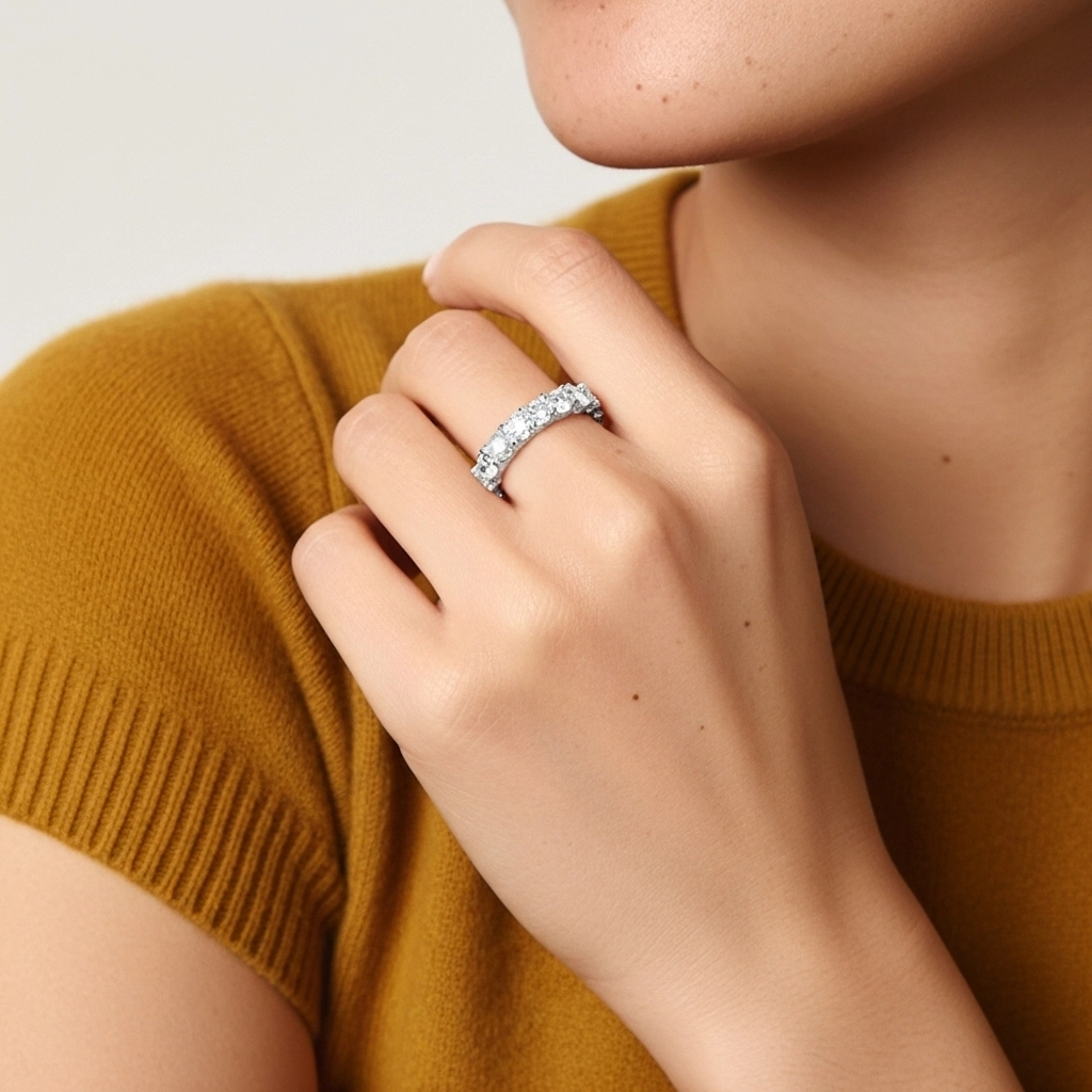 Baroque Perlé Cœur Moissanite Bague de mariage