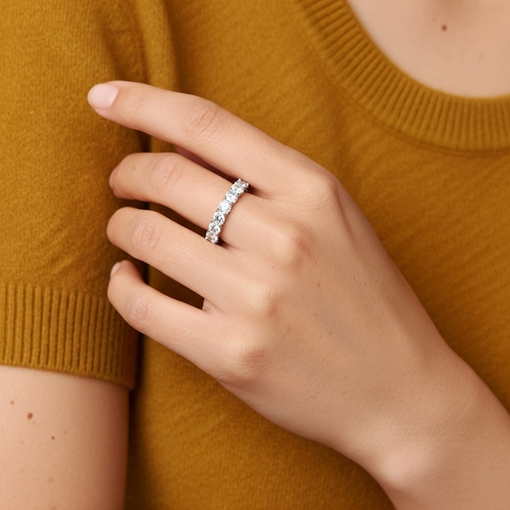 Baroque Perlé Cœur Moissanite Bague de mariage