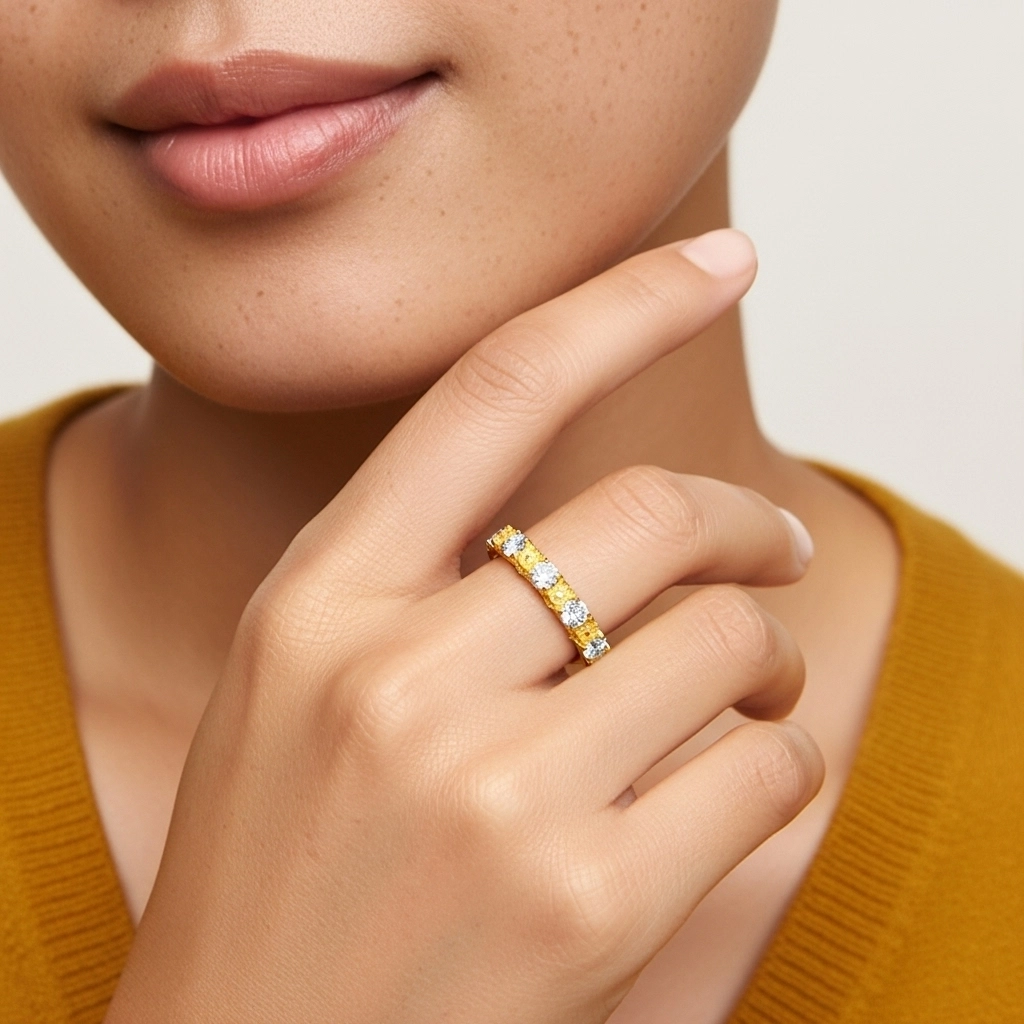 Baroque Perlé Cœur Moissanite Bague de mariage