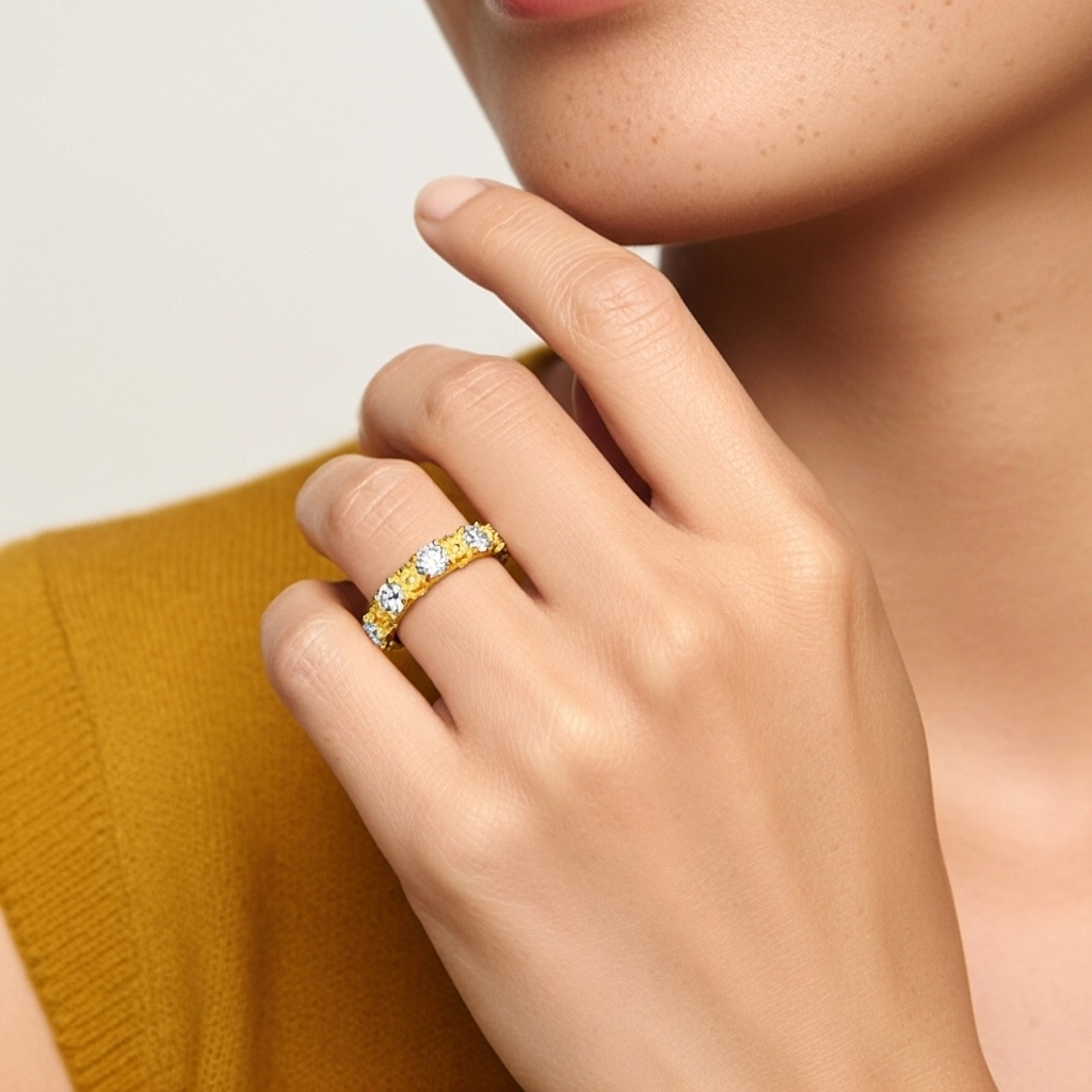 Baroque Perlé Cœur Moissanite Bague de mariage