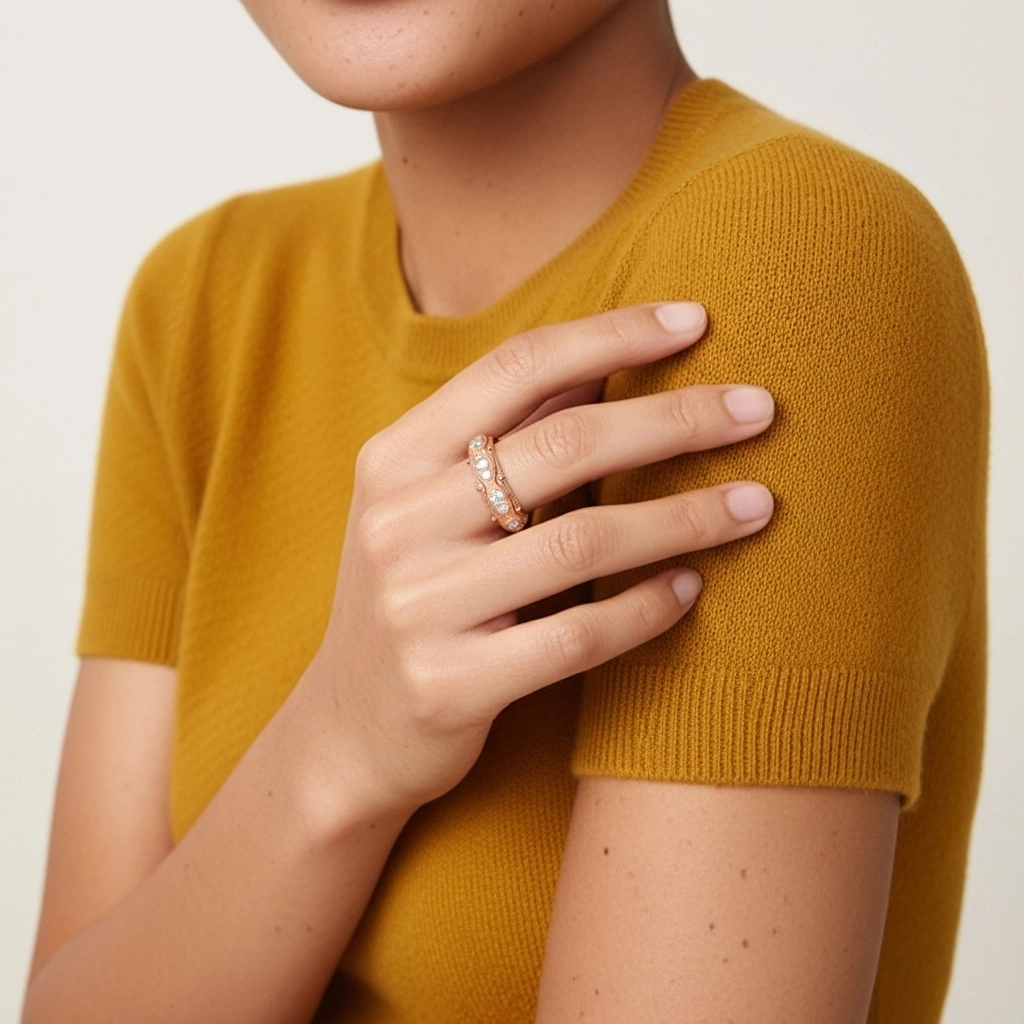 Rétro Perlé Moissanite Bague de mariage