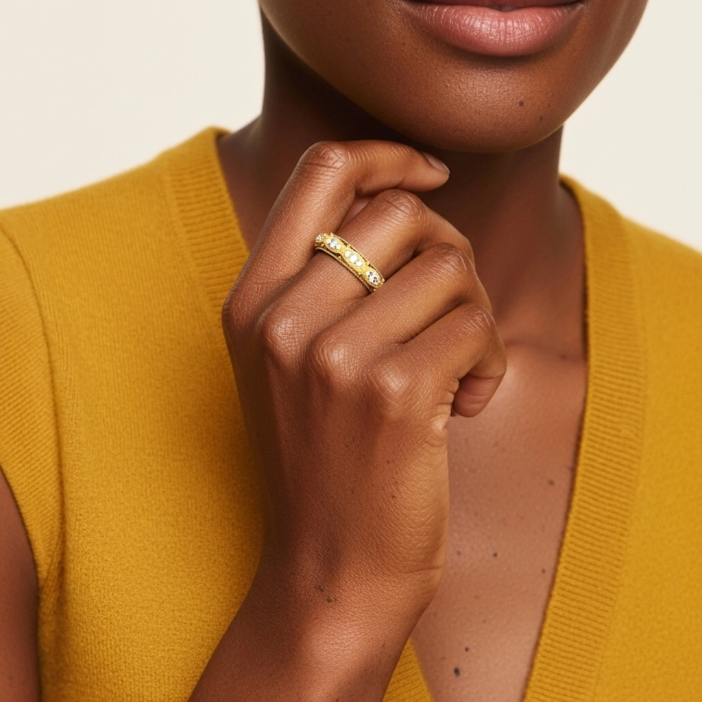 Rétro Perlé Moissanite Bague de mariage