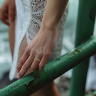 Vintage Beaded Moissanite Wedding Ring