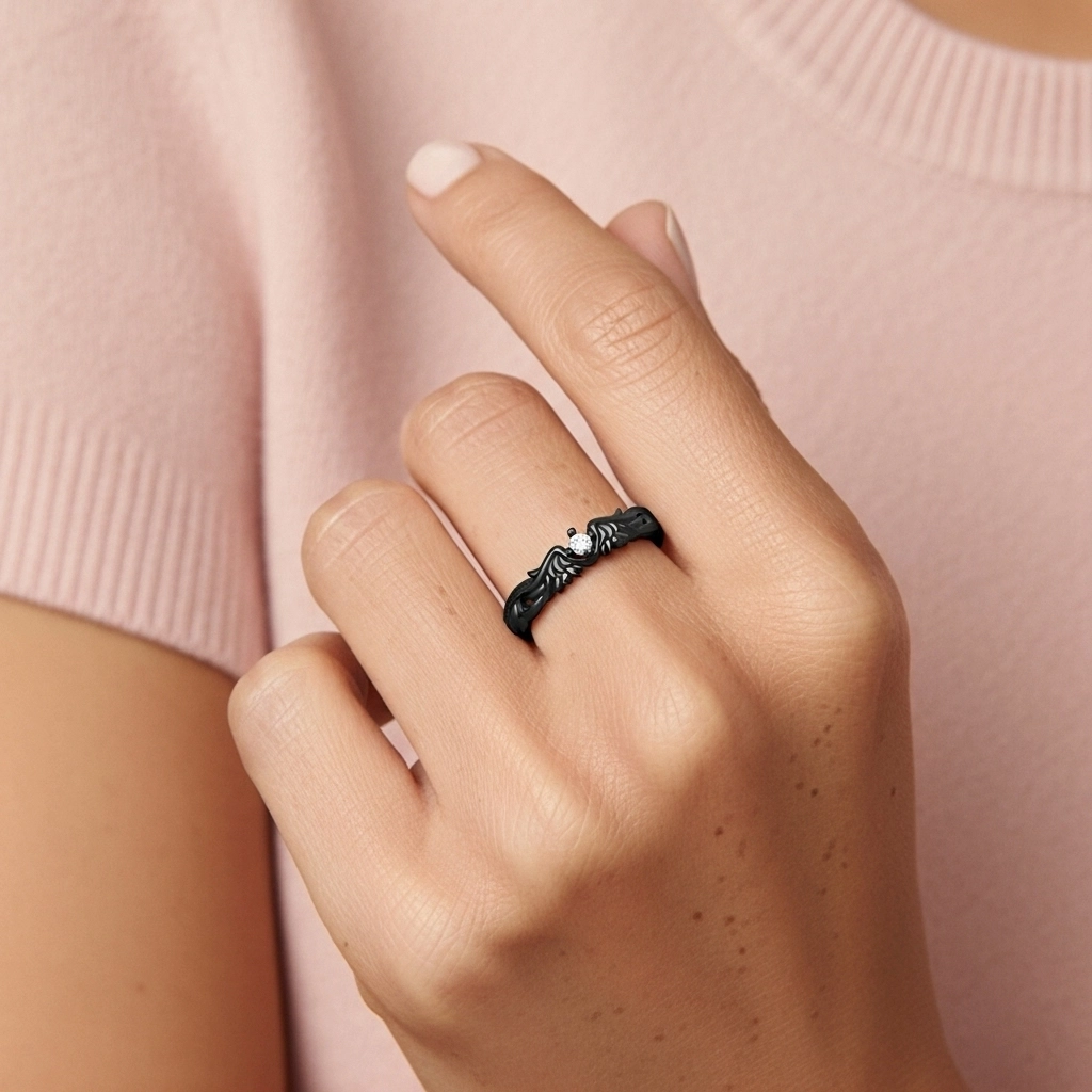 Unique Charming Wing Moissanite Wedding Ring