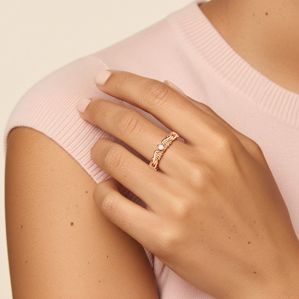 Unique Charmant Aile Moissanite Bague de mariage