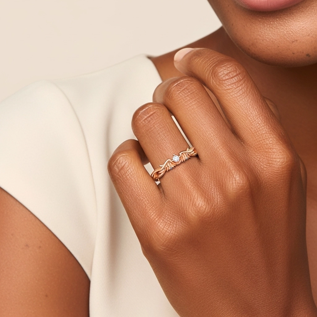 Unique Charmant Aile Moissanite Bague de mariage