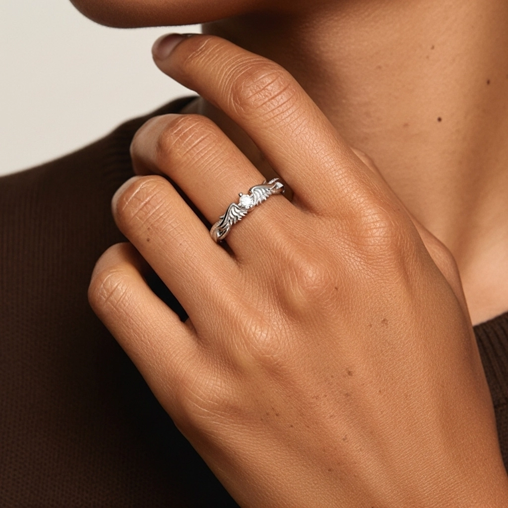 Unique Charmant Aile Moissanite Bague de mariage