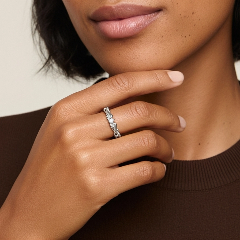 Unique Charmant Aile Moissanite Bague de mariage