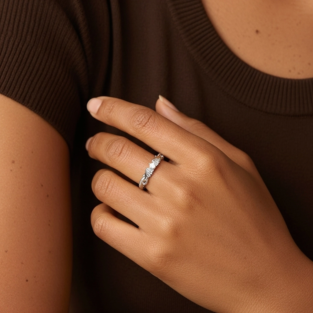 Unique Charmant Aile Moissanite Bague de mariage