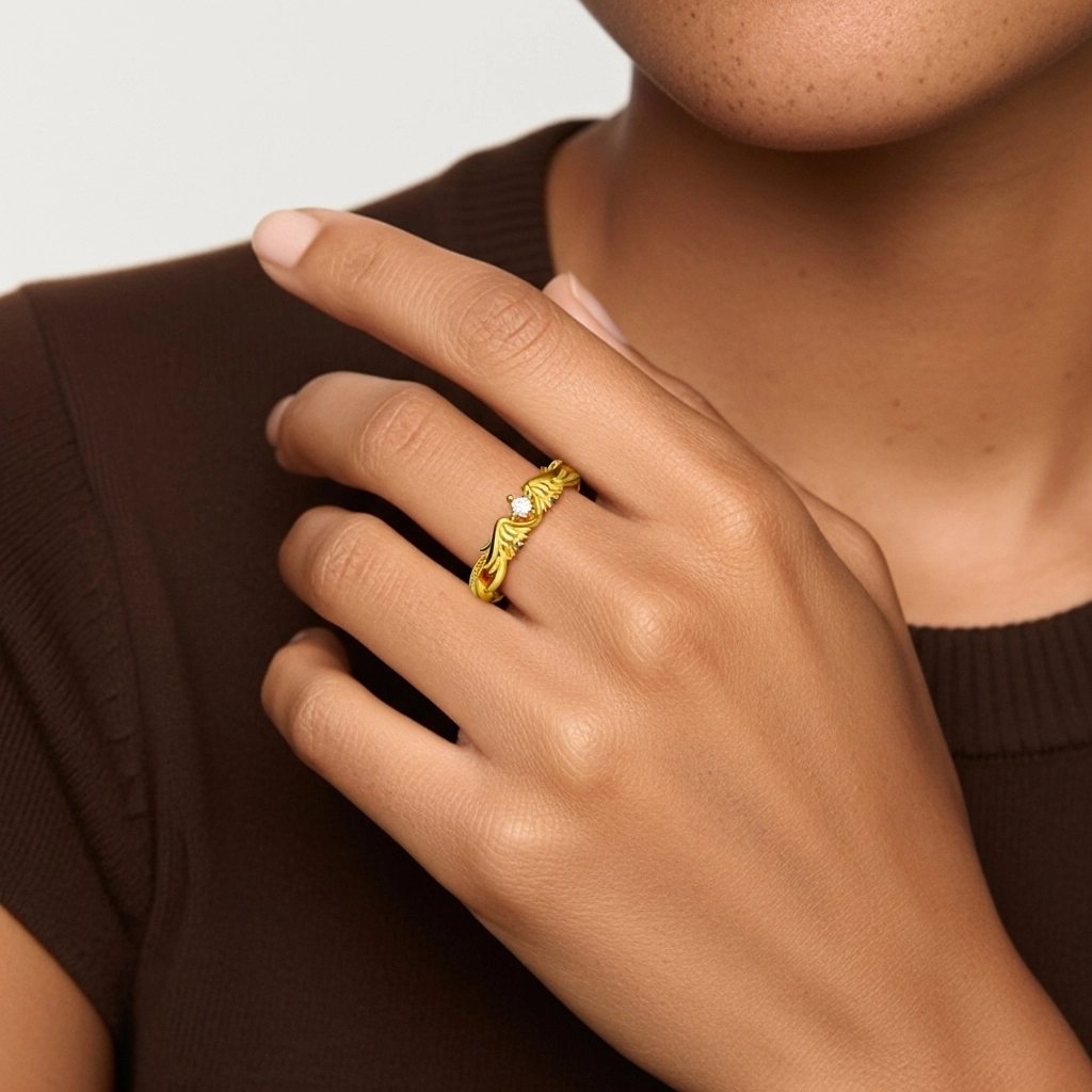 Unique Charmant Aile Moissanite Bague de mariage