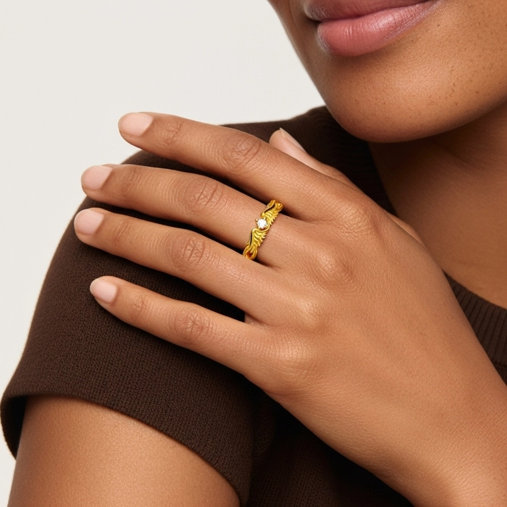 Unique Charmant Aile Moissanite Bague de mariage