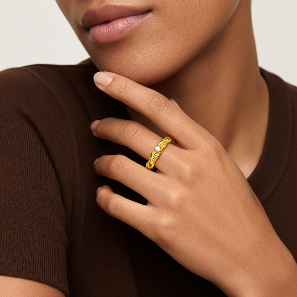 Unique Charmant Aile Moissanite Bague de mariage