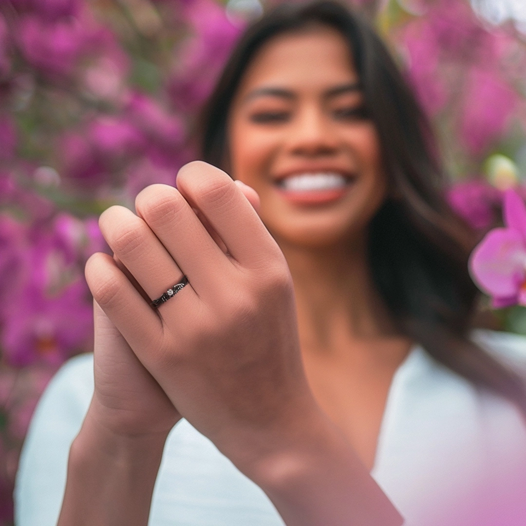 Unique Charmant Aile Moissanite Bague de mariage