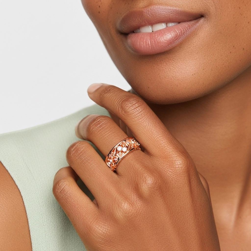 Antique Fleurir Marguerite Relief Moissanite Bague de mariage