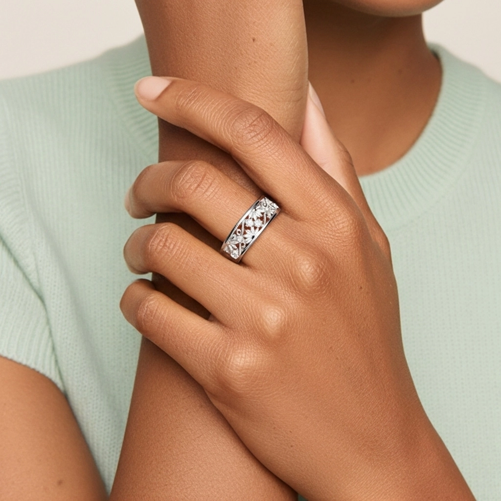 Argent sterling 925 Tige Droite Bague de mariage