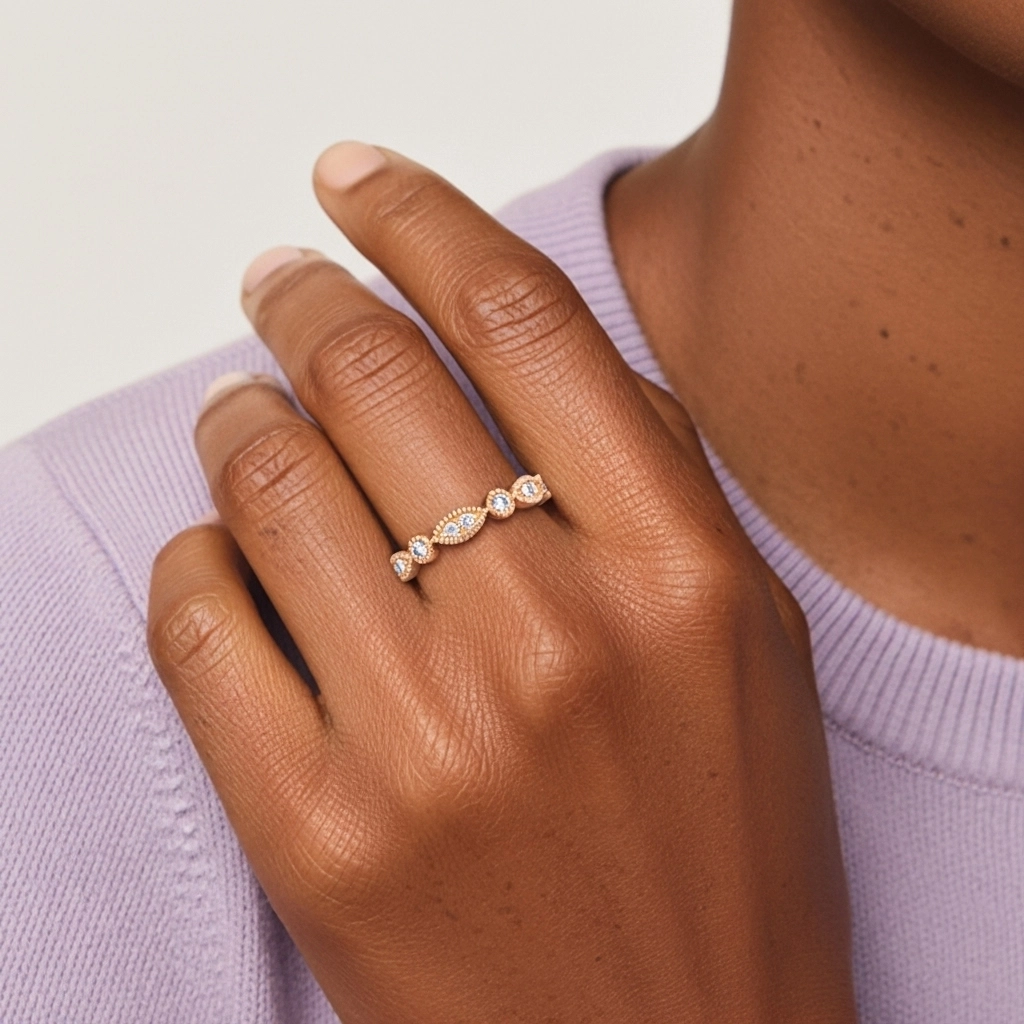 Rétro Crené Moissanite Bague de mariage