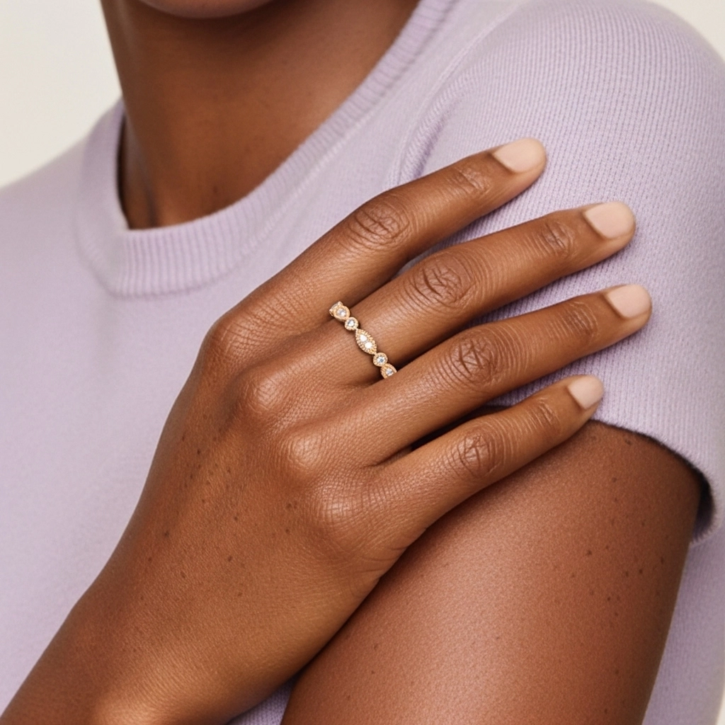 Rétro Crené Moissanite Bague de mariage