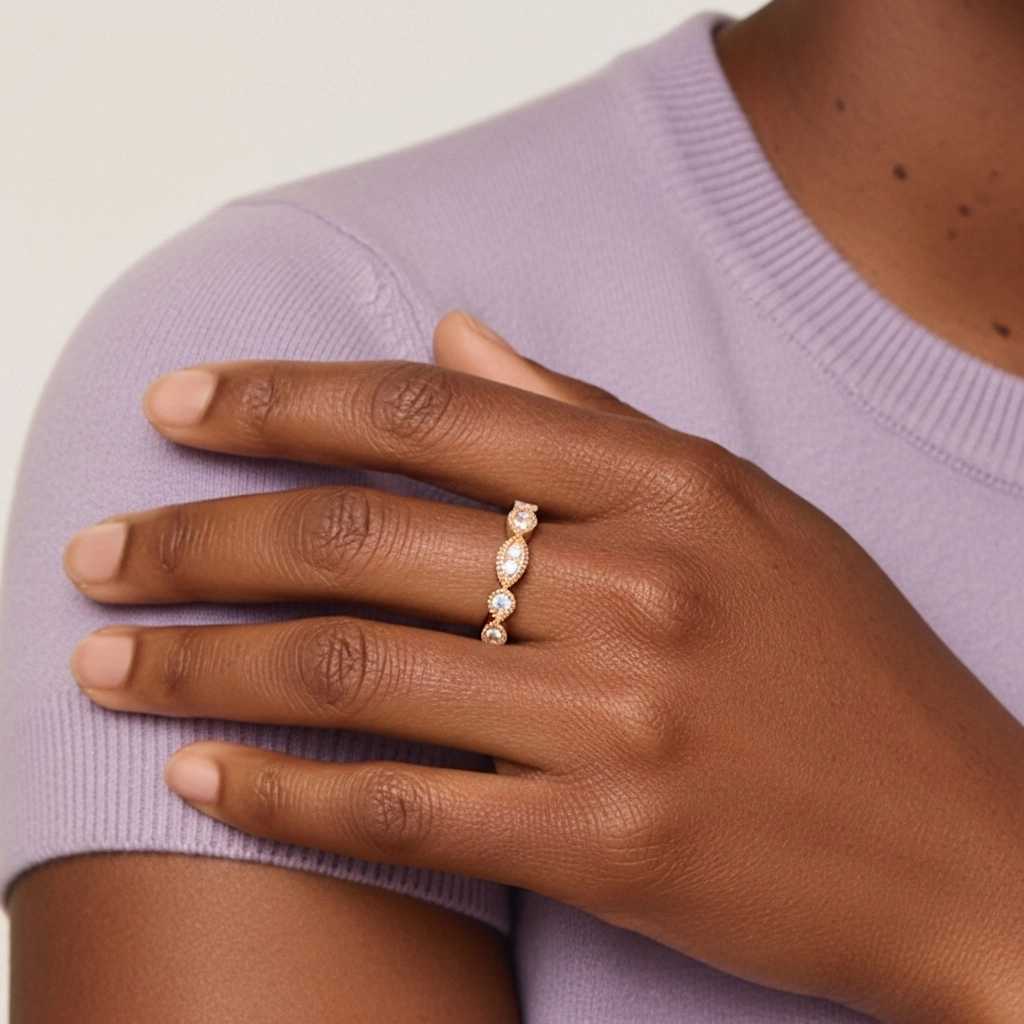 Rétro Crené Moissanite Bague de mariage