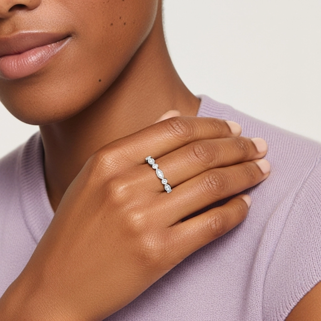 Rétro Crené Moissanite Bague de mariage