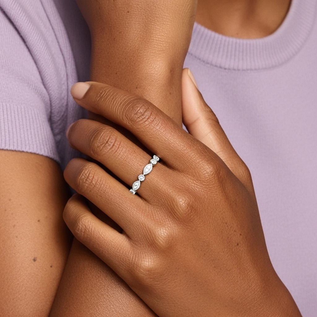 Rétro Crené Moissanite Bague de mariage