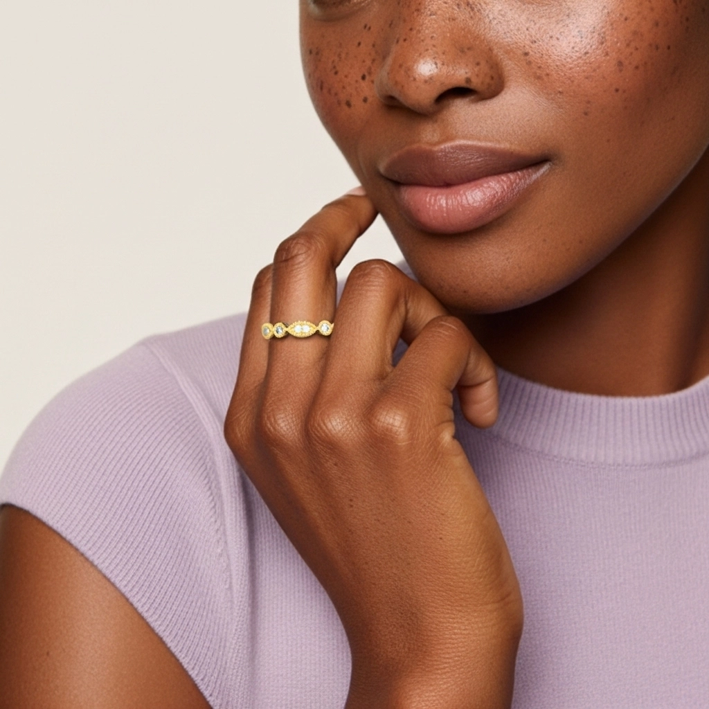 Rétro Crené Moissanite Bague de mariage