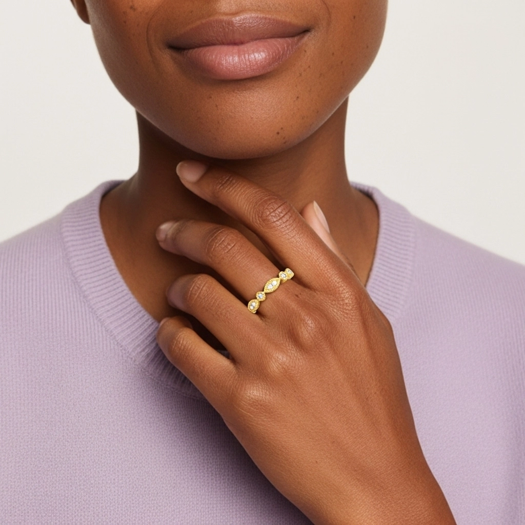 Rétro Crené Moissanite Bague de mariage