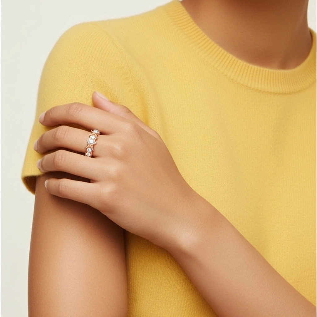 Large Perlé Moissanite Bague de mariage