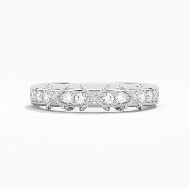 Silver Wide Beaded Wedding Ring Straight Shank 925 Sterling Silver