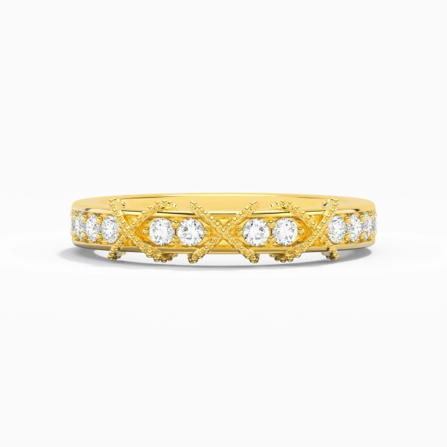 Wide Beaded Moissanite Wedding Ring