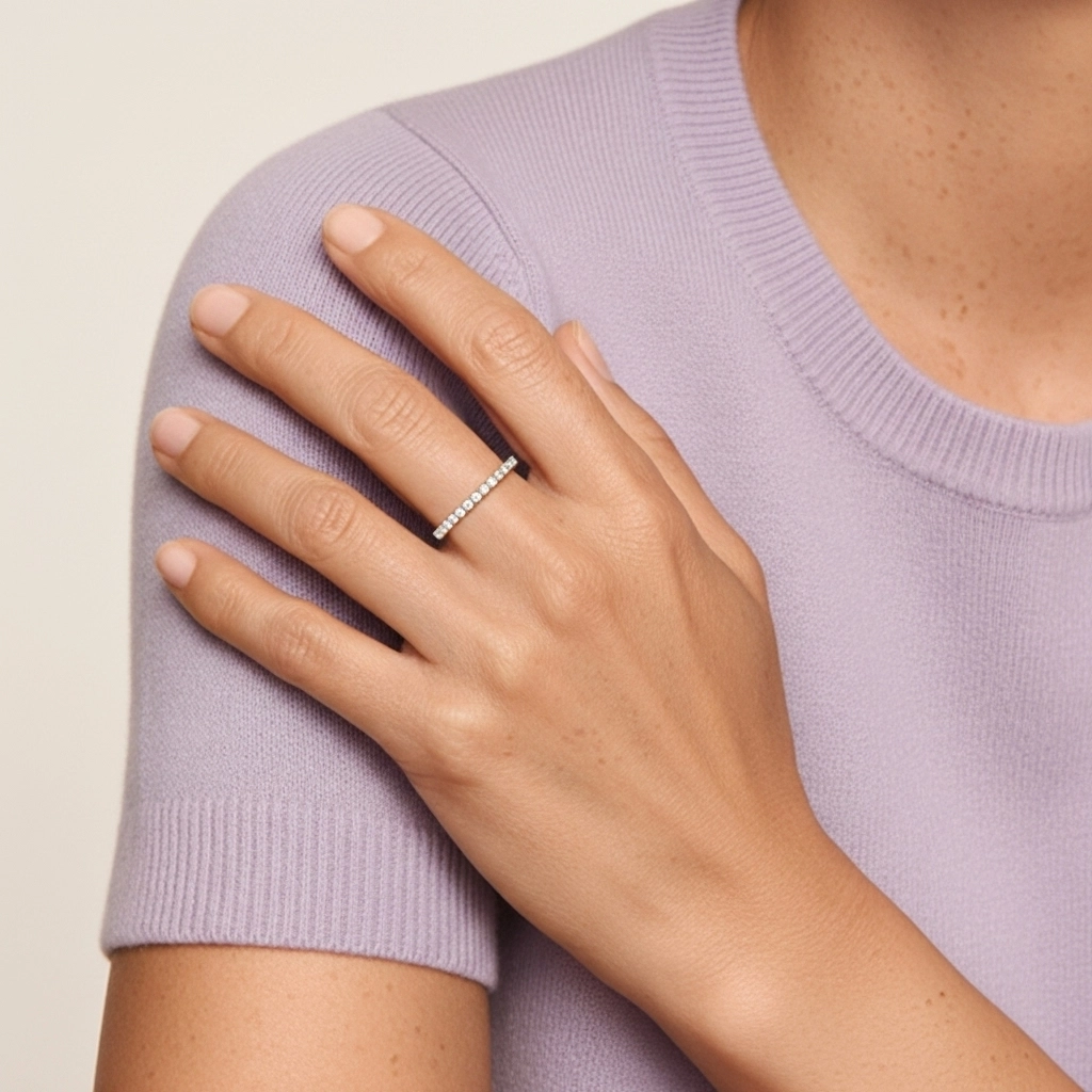 Délicat Empilable Moissanite Bague de mariage