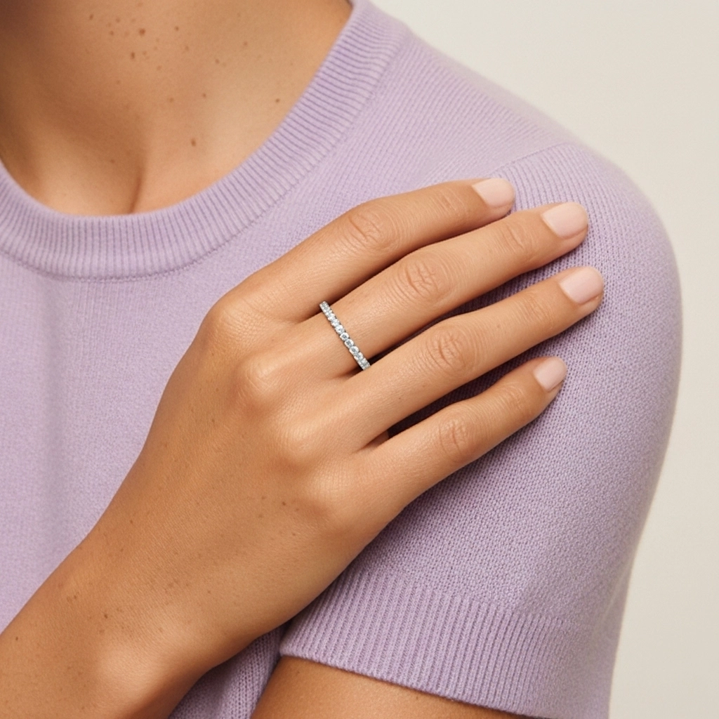 Délicat Empilable Moissanite Bague de mariage