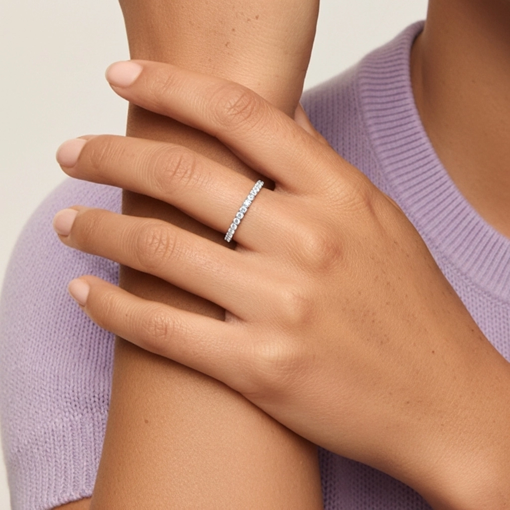 Délicat Empilable Moissanite Bague de mariage